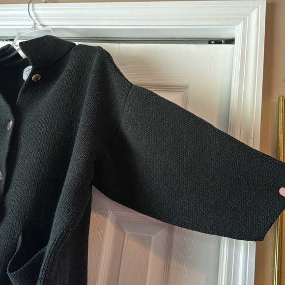 Vintage Margaret O'Leary Wool Blend Boxy Knit Oversized Cardigan in Black - Picture 9 of 13